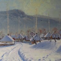 Winter in the Ukrainian the village Polyana